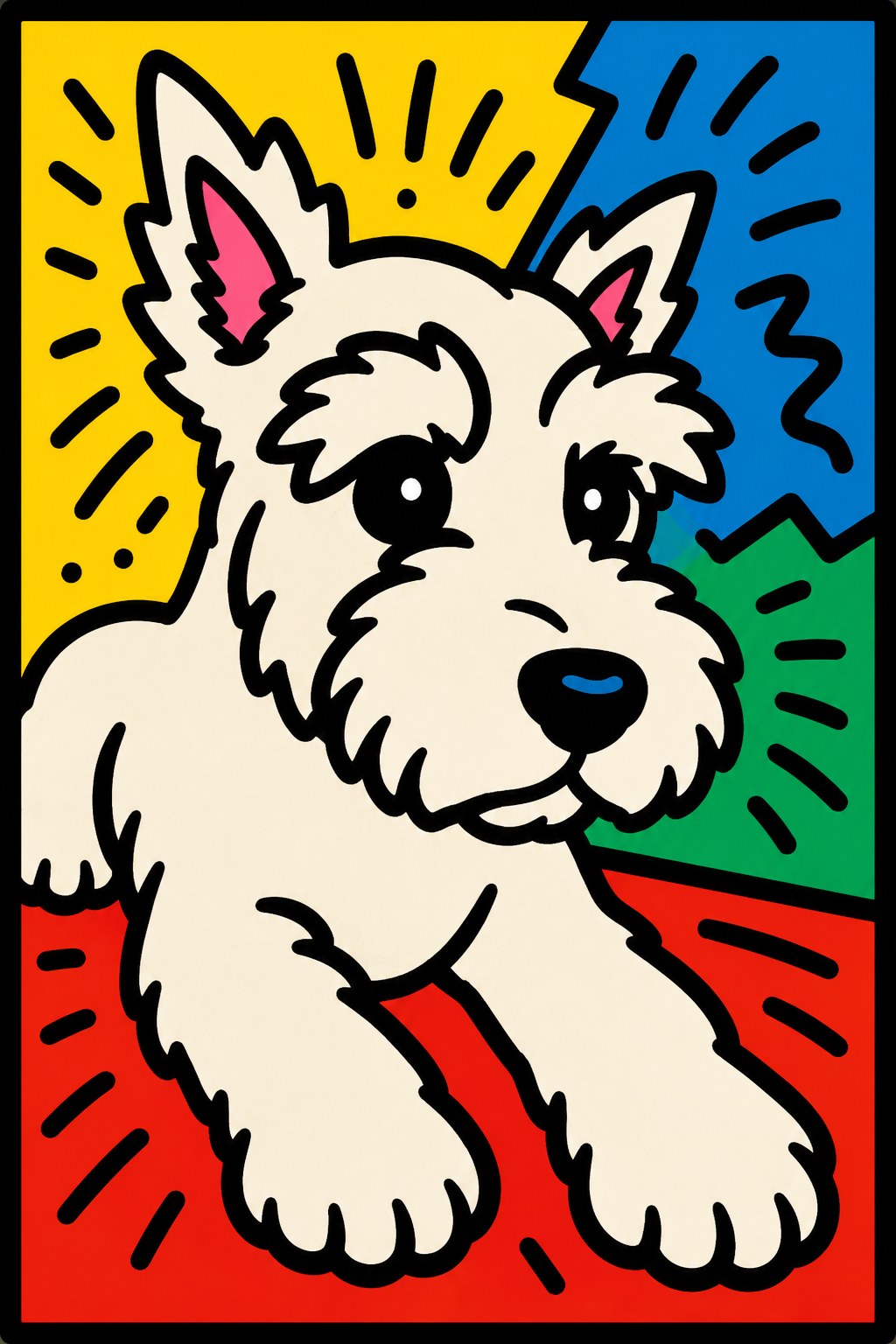 Joey painted in the style of Keith Haring